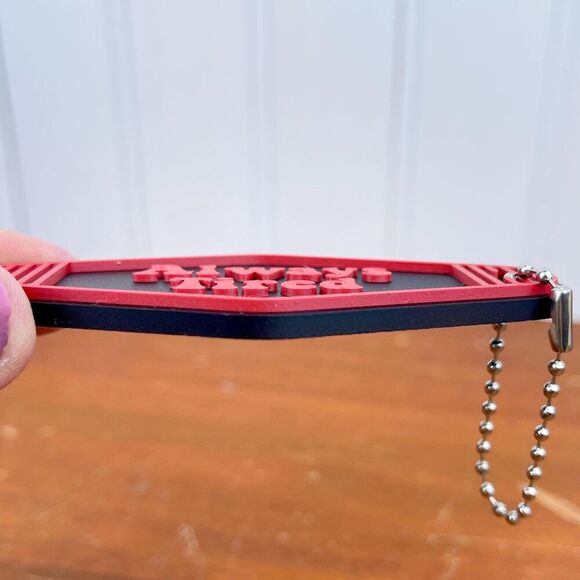 Retro Motel Keychain, Always Tired, Ballchain Keychain, Red and Black - Picture 3 of 6